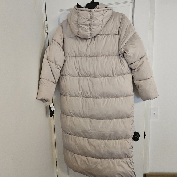 Women's Long Puffer Coat - Beige - Picture 2 of 3